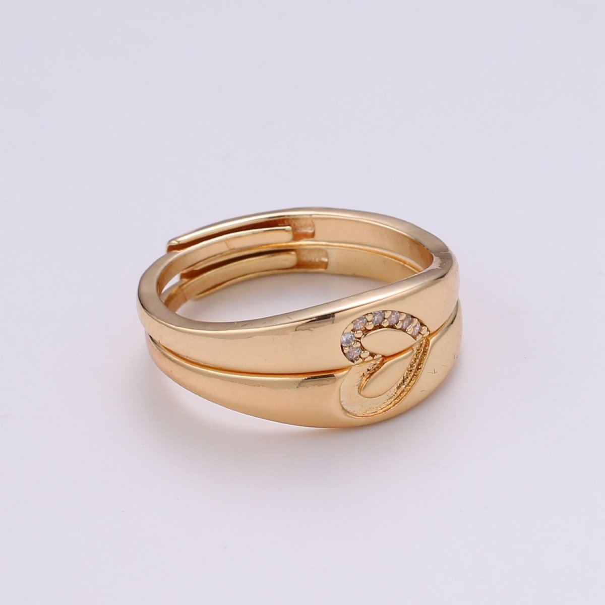 18K Gold Filled Heart Adjustable Ring - R309