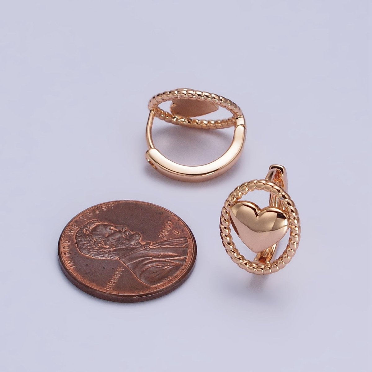 18K Gold Filled Heart Huggie Earring for Minimalist Jewelry AB1024