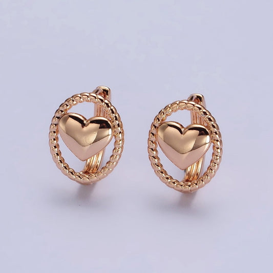 18K Gold Filled Heart Huggie Earring for Minimalist Jewelry AB1024
