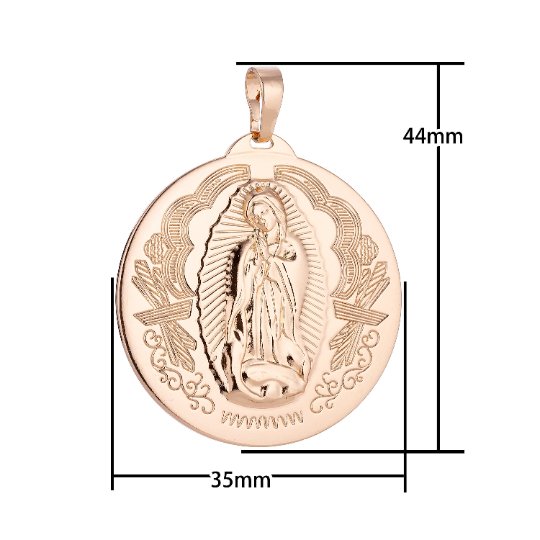18K Gold Filled Holy Mother Virgin Mary, Saint, Spiritual Gift, Bails Findings Earring Necklace Jewelry Making Supplies H-442
