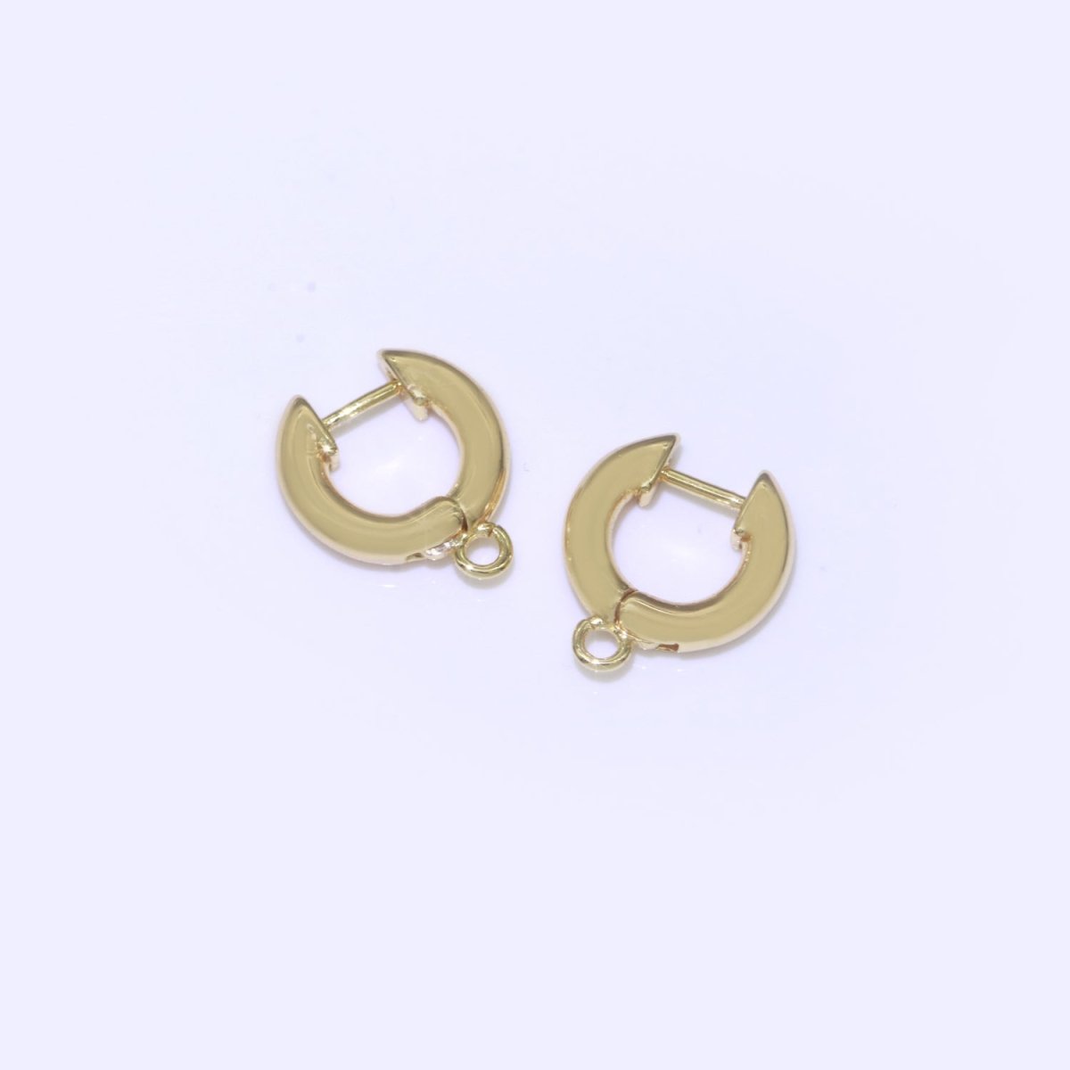 18k Gold Filled hoop huggie one touch w/ open link Lever Hoop earring making, 14x11.7 mm, Earring Charm Making Findings L-493