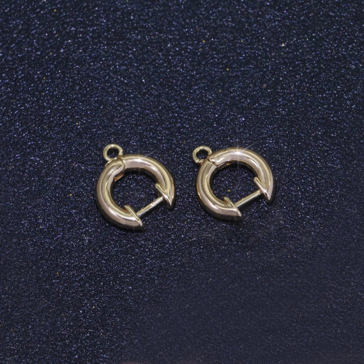18k Gold Filled hoop huggie one touch w/ open link Lever Hoop earring making, 14x11.7 mm, Earring Charm Making Findings L-493