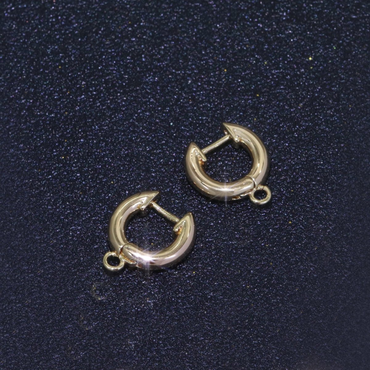 18k Gold Filled hoop huggie one touch w/ open link Lever Hoop earring making, 14x11.7 mm, Earring Charm Making Findings L-493