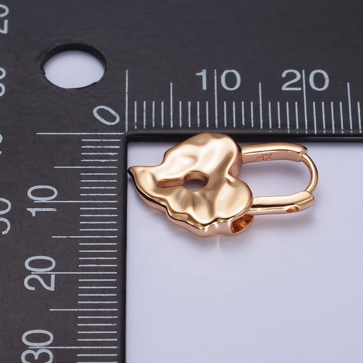 18K Gold Filled Huggie Padlock Heart Earring Abstract Design AB1045