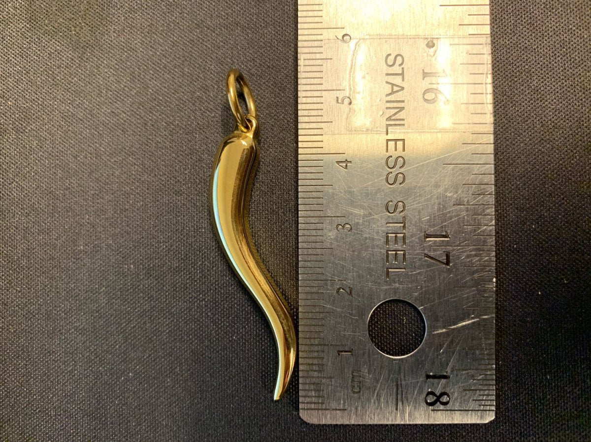 18K Gold Filled Italian Horn Charm Cornicello cornetto Good Luck Protection Amulet Pendant for Necklace Jewelry Making Supplies  E-659 E-660 J-661