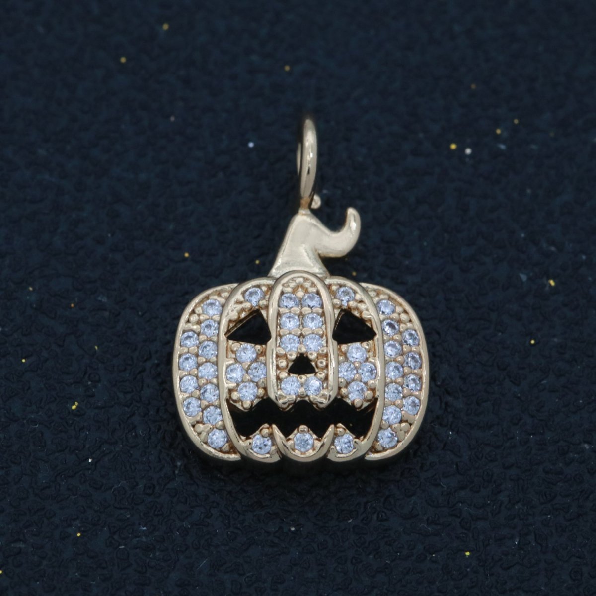 18K Gold Filled Jack O Lantern Charms, Pumpkin Charm, Scary Halloween Jewelry Inspired Add on Charm for Necklace Earring Bracelet M-739
