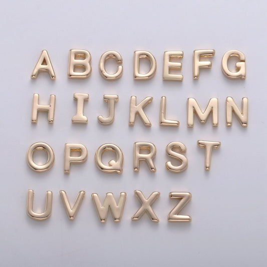 18K Gold Filled Letter Charms, Letter Beads, Initial Charms, Bracelet Charms, Mini Pendant Charms for Necklace Alphabet Beads Charm 8x6mm A-085 to A-097