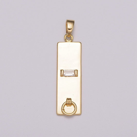 18k Gold Filled Long Rectangle Pendant Minimalist Geometry Jewelry Supply Component N-1408