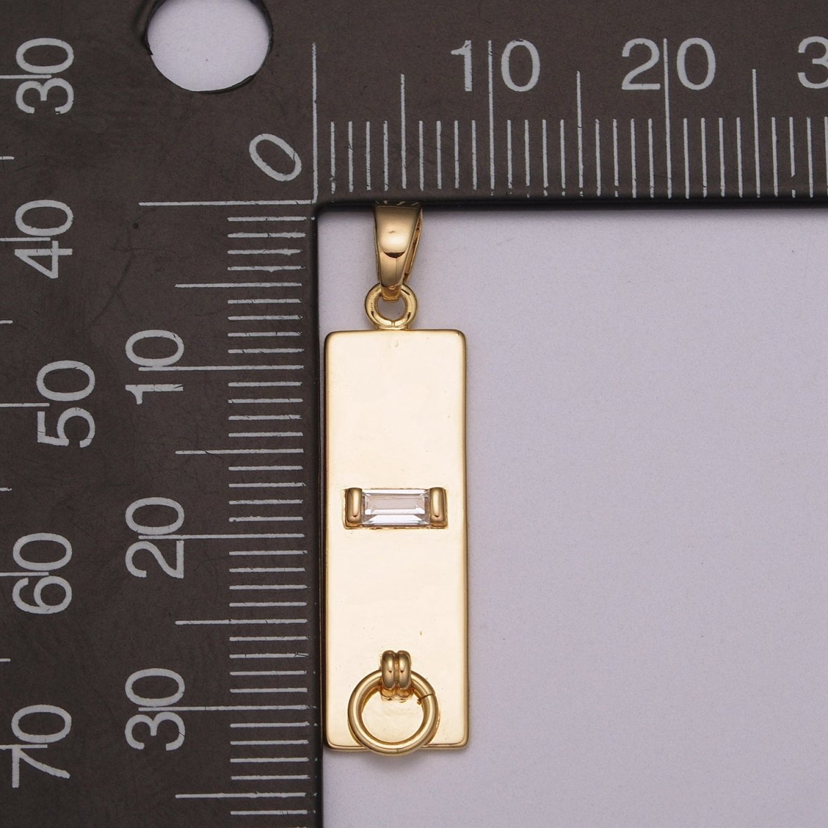 18k Gold Filled Long Rectangle Pendant Minimalist Geometry Jewelry Supply Component N-1408