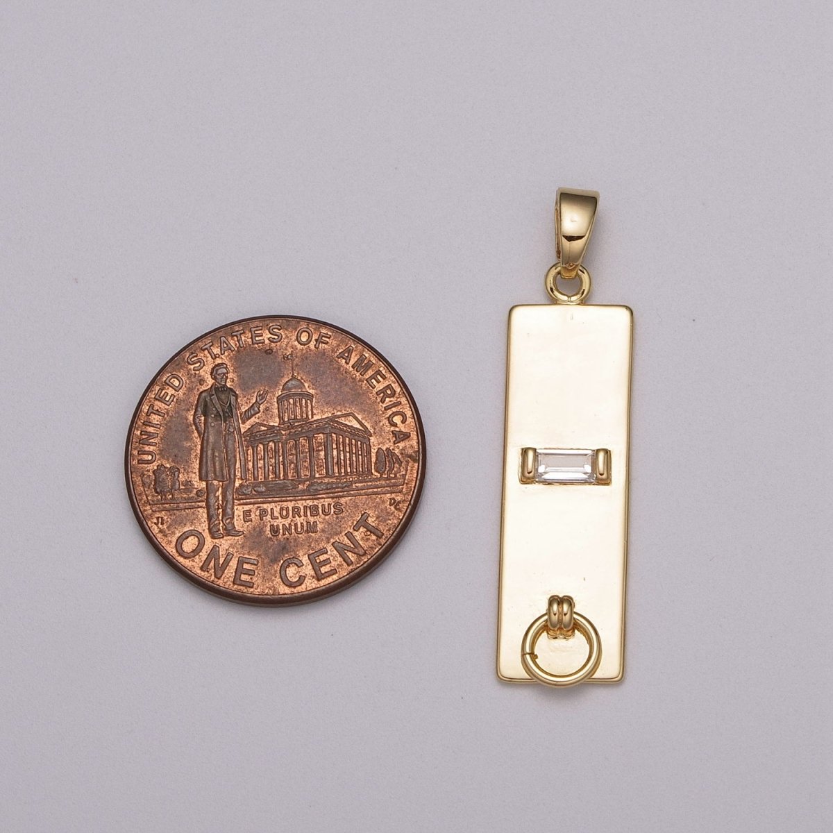 18k Gold Filled Long Rectangle Pendant Minimalist Geometry Jewelry Supply Component N-1408