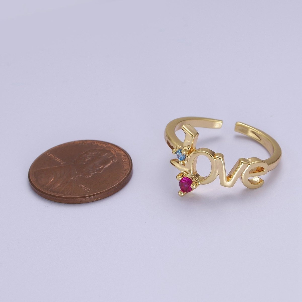 18k Gold Filled Love Ring, Gold Script Love Ring, Engagement Ring, Promise Ring, Love Word Ring, S-517
