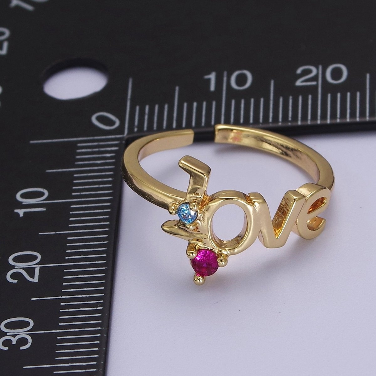 18k Gold Filled Love Ring, Gold Script Love Ring, Engagement Ring, Promise Ring, Love Word Ring, S-517