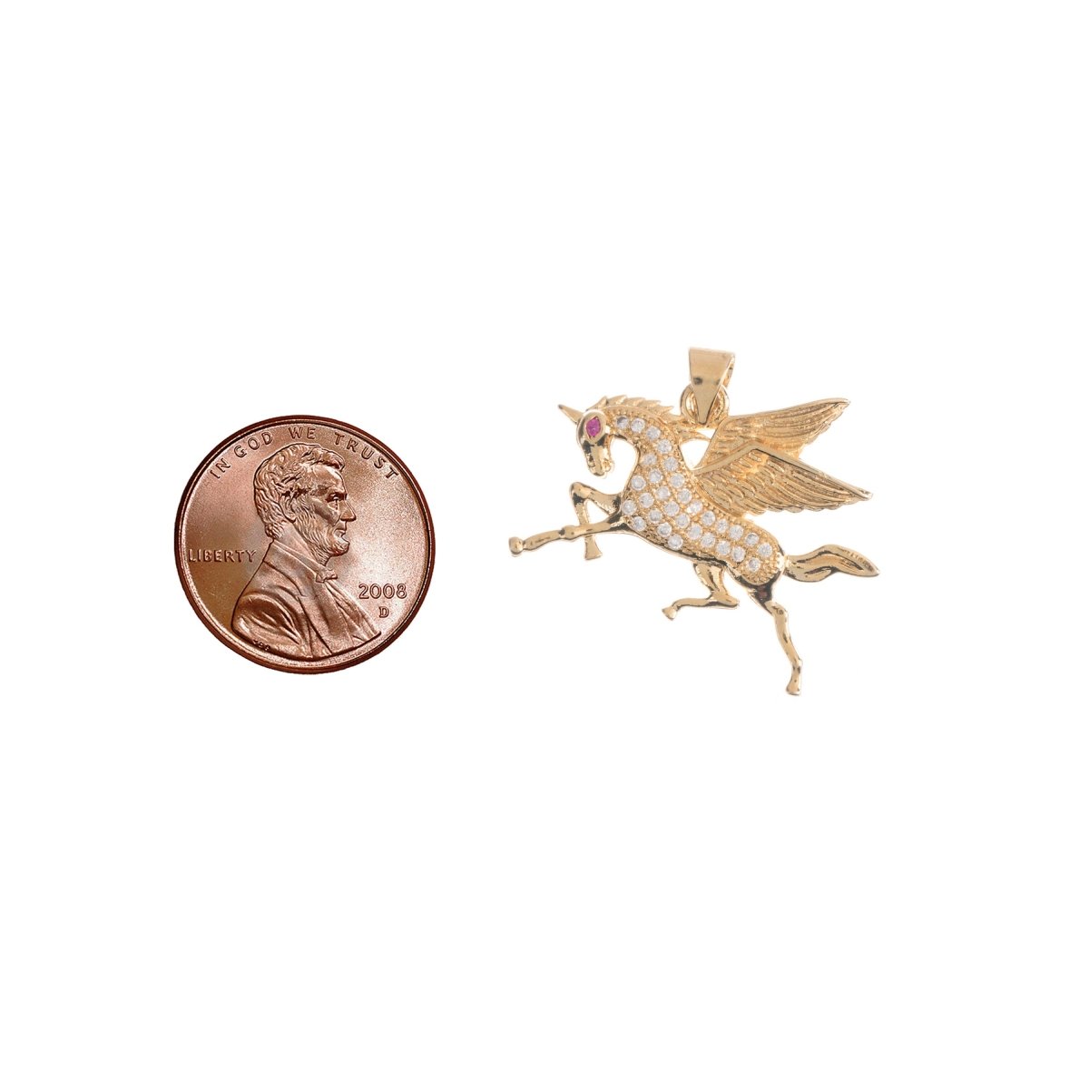 18K Gold Filled Magical Unicorn Pegasus Charm Cubic Zirconia Bails Findings for Earring Necklace Pendant Jewelry Making Supplies H-750