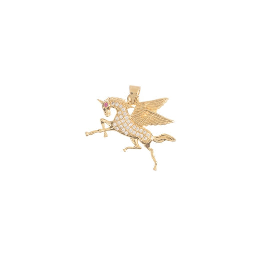 18K Gold Filled Magical Unicorn Pegasus Charm Cubic Zirconia Bails Findings for Earring Necklace Pendant Jewelry Making Supplies H-750