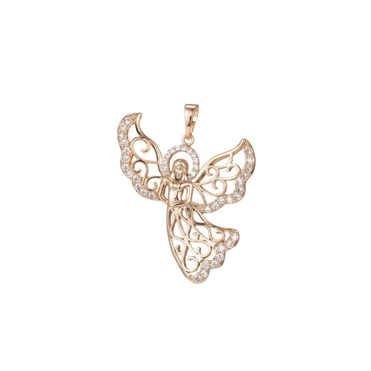 18k Gold Filled Micro Pave CZ Angel Pendant Charm, Micro Pave CZ Pendant Charm, Gold Filled Angel Pendant, For DIY Jewelry I-403