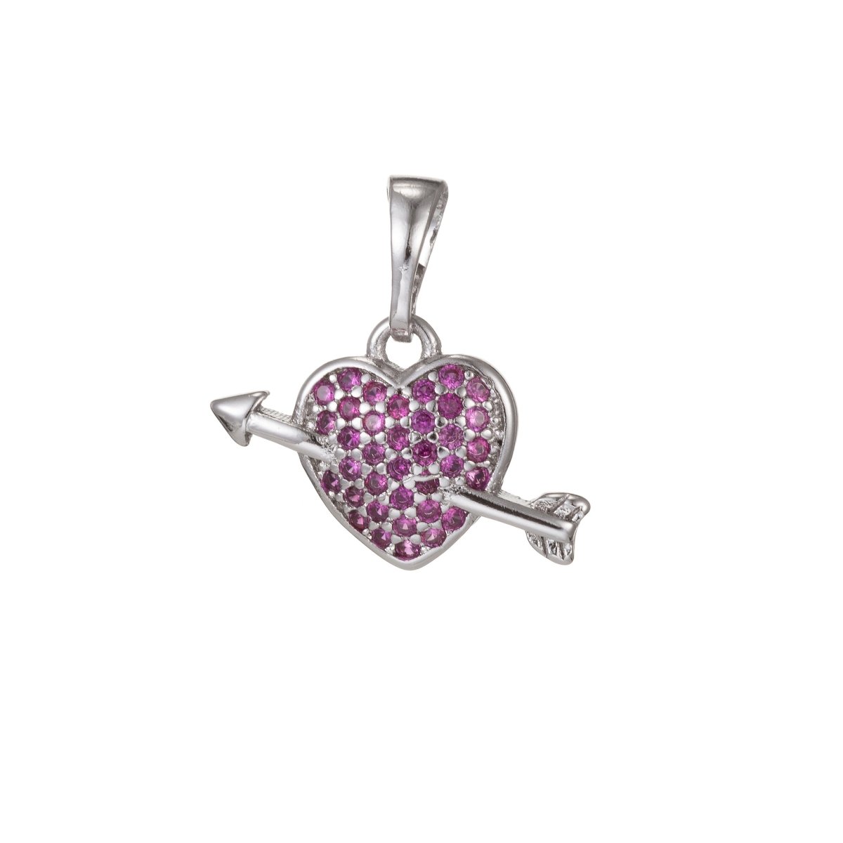 18k Gold Filled Micro Pave CZ Arrowed Heart Pendant Charm, Heart with Cupid Arrow Pendant Charm, Gold Filled Pendant, For DIY Jewelry I-417 I-497
