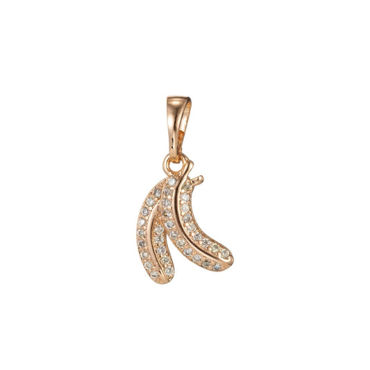 18k Gold Filled Micro Pave CZ Banana Pendant Charm, Micro Pave CZ Banana Pendant Charm, White Gold Filled Fruit Pendant, For DIY Jewelry I-426 I-489