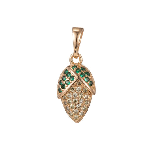 18k Gold Filled Micro Pave CZ Corn Pendant Charm, Corn Pendant Charm, Gold Filled Veggie Pendant, For DIY Jewelry Making I-422 I-498