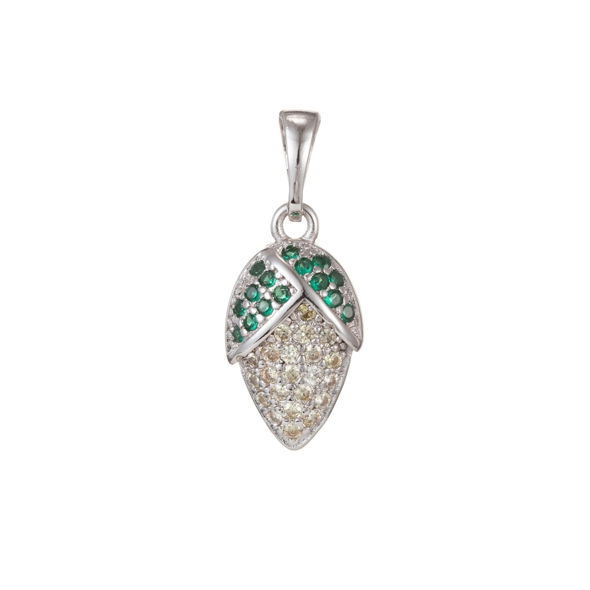18k Gold Filled Micro Pave CZ Corn Pendant Charm, Corn Pendant Charm, Gold Filled Veggie Pendant, For DIY Jewelry Making I-422 I-498