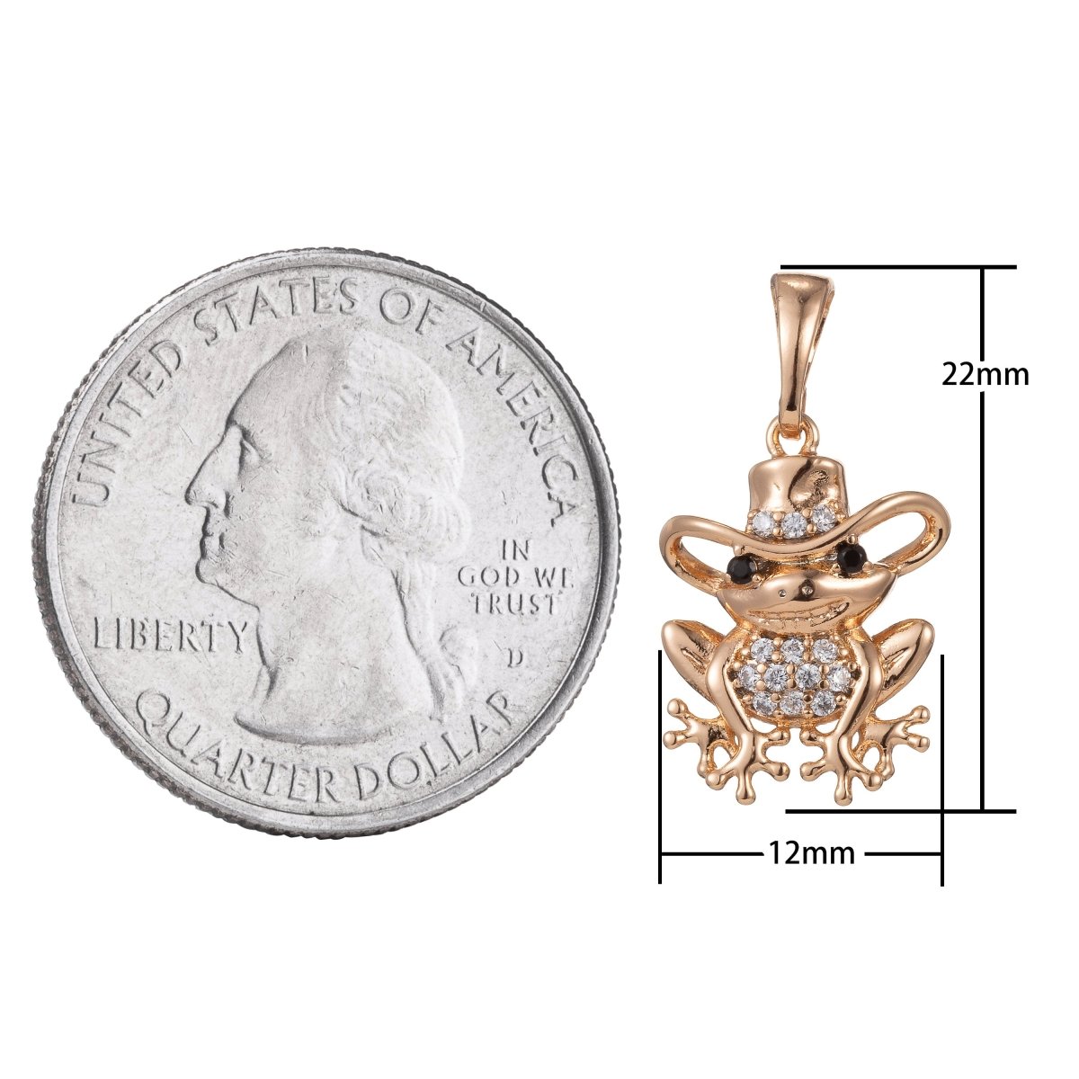 18k Gold Filled Micro Pave CZ Cute Mr. Frog Pendant Charm, Micro Pave CZ Pendant Charm, Gold Filled Frog Pendant, For DIY Jewelry I-405 I-496