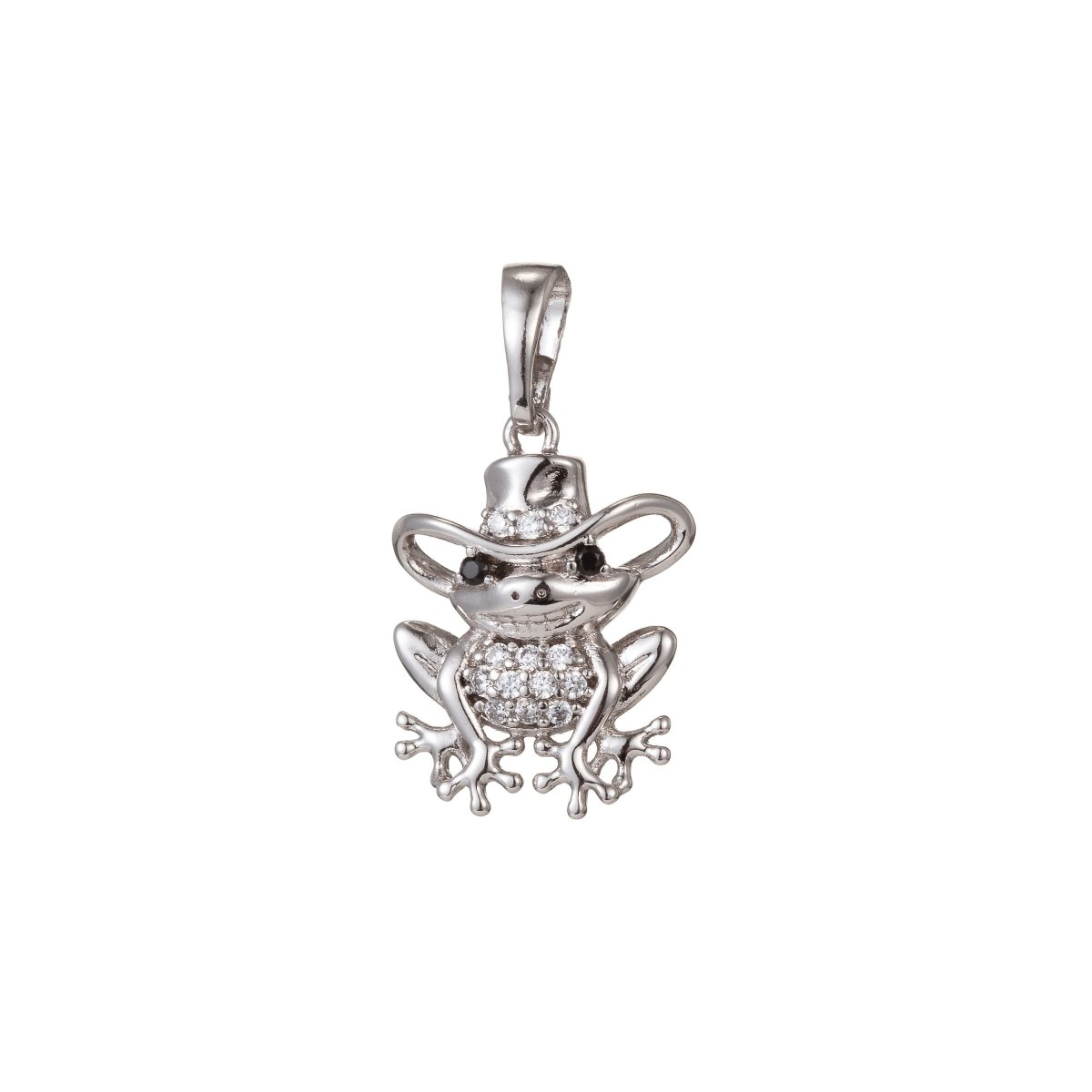 18k Gold Filled Micro Pave CZ Cute Mr. Frog Pendant Charm, Micro Pave CZ Pendant Charm, Gold Filled Frog Pendant, For DIY Jewelry I-405 I-496