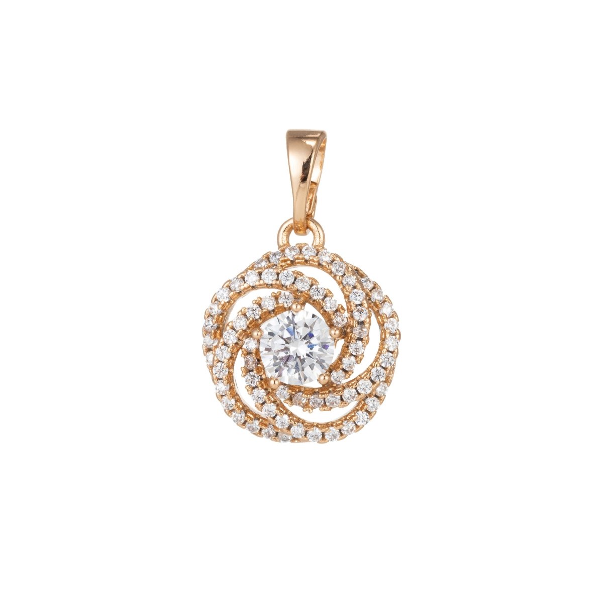 18k Gold Filled Micro Pave CZ Flower Pendant Charm, Micro Pave CZ Geometric Pendant Charm, Gold Filled Pendant, For DIY Jewelry I-528