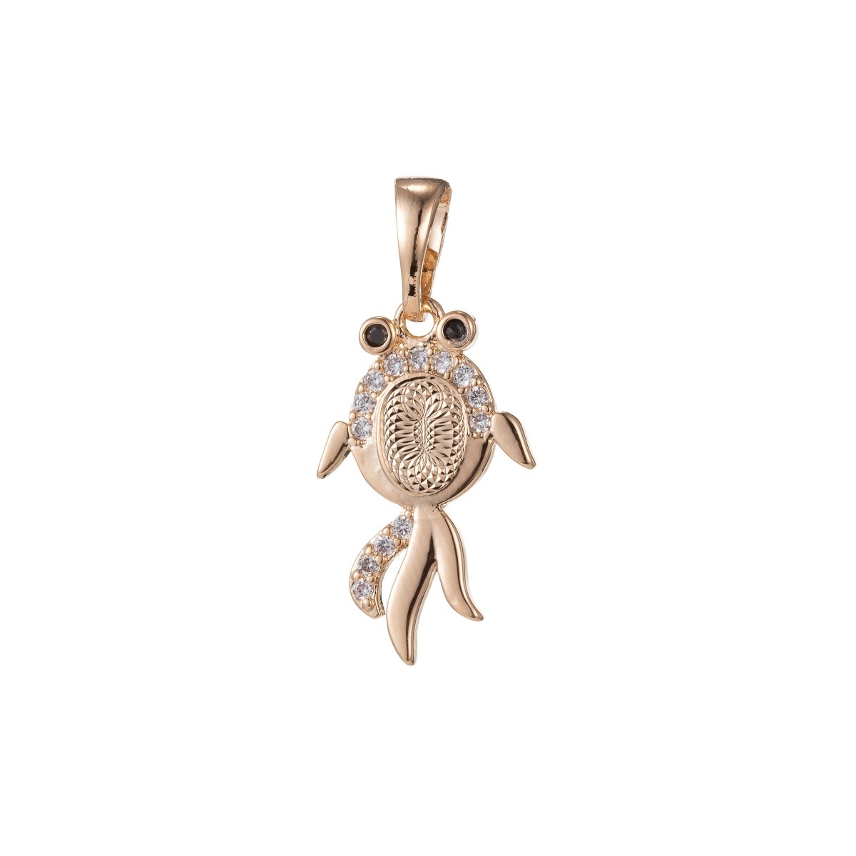 18k Gold Filled Micro Pave CZ Gold Fish Pendant Charm, Micro Pave CZ Pendant Charm, Gold Filled Fish Pendant, For DIY Jewelry I-407