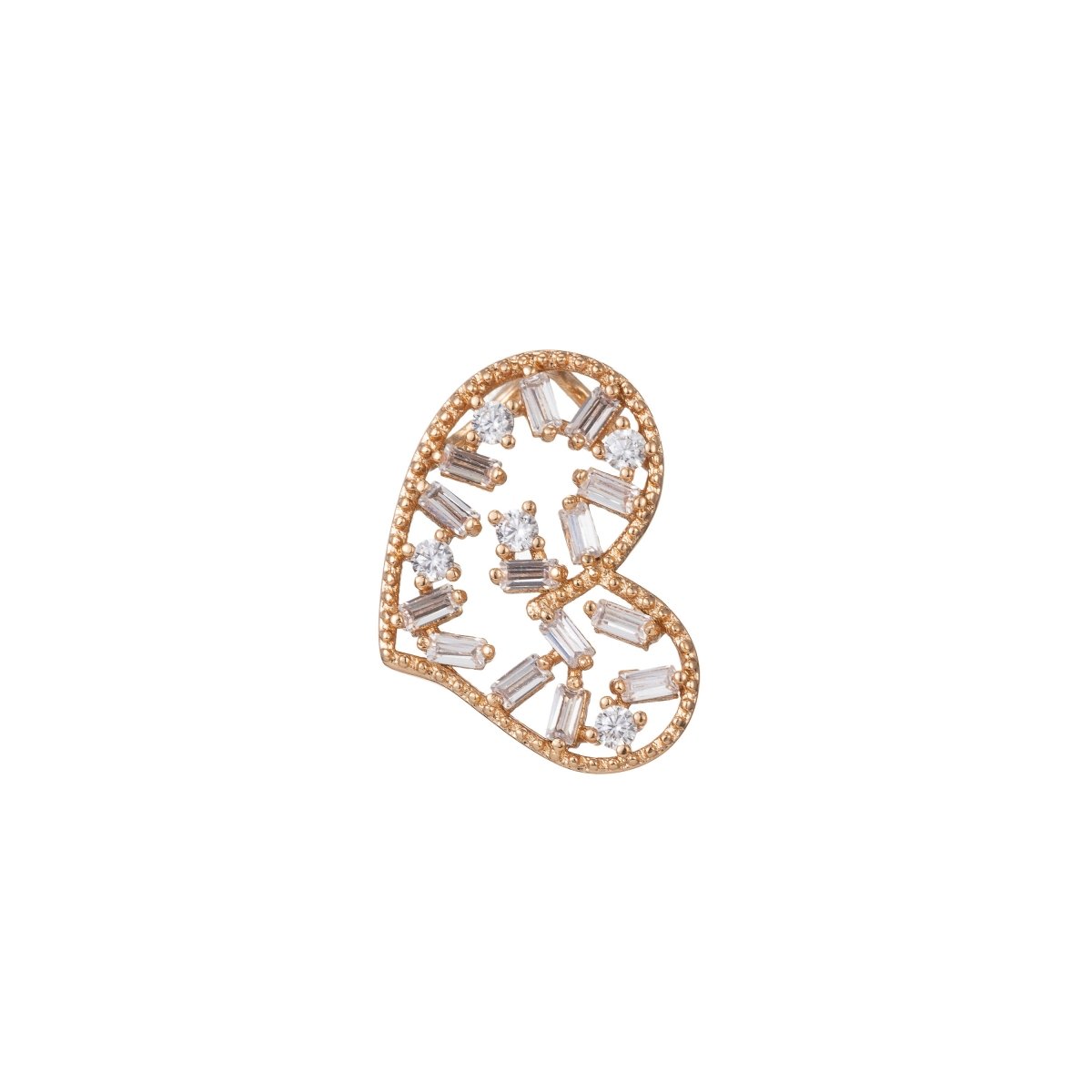 18k Gold Filled Micro Pave CZ Heart Pendant Charm, Hearts with Micro Pave CZ Pendant Charm, Gold Filled Heart Pendant, For DIY Jewelry I-431