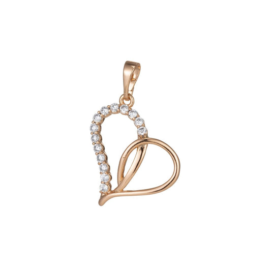 18k Gold Filled Micro Pave CZ Heart Pendant Charm, Micro Pave CZ Pendant Charm, Gold Filled Heart Pendant, For DIY Jewelry I-397
