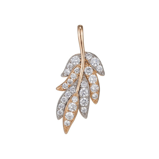 18k Gold Filled Micro Pave CZ Leaf Pendant Charm, Micro Pave CZ Leaf Pendant Charm, Gold Filled Pendant, For DIY Jewelry I-533