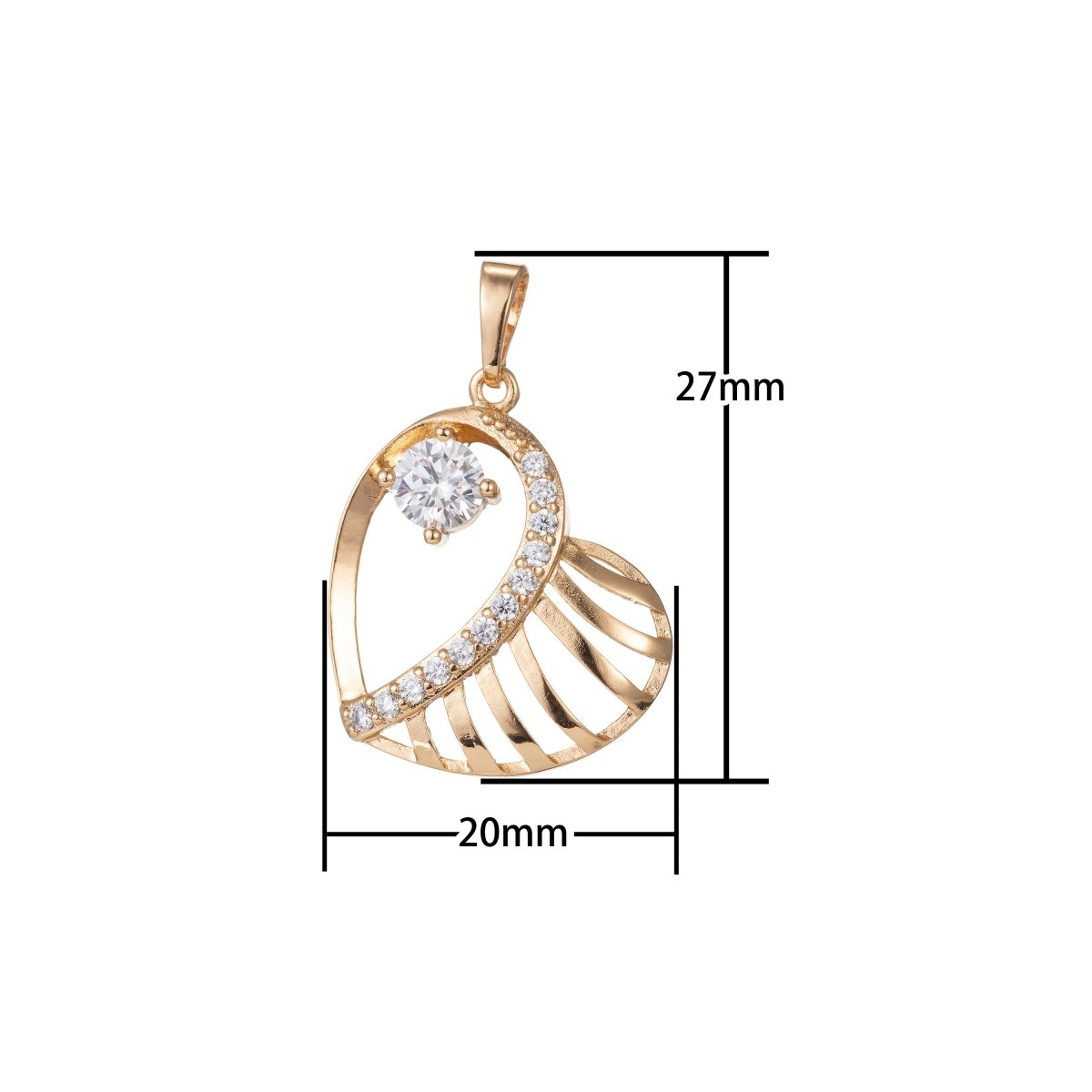 18K Gold Filled Micro Pave CZ Pendant Charm, Hearts with Micro Pave CZ Pendant Charm, Gold Filled Heart Pendant, For DIY Jewelry I-401 I-495