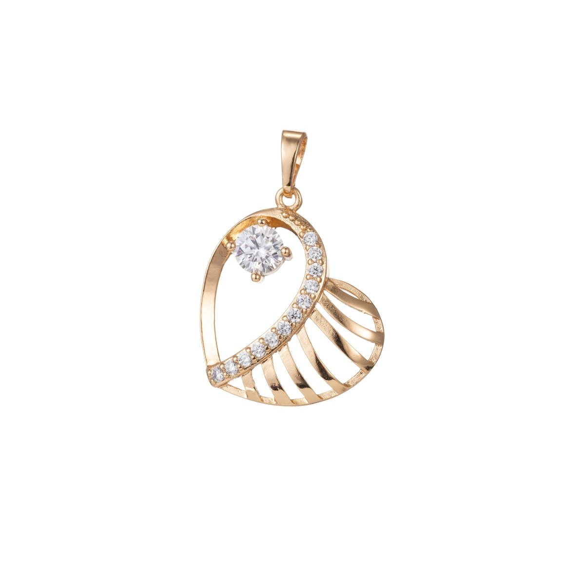18K Gold Filled Micro Pave CZ Pendant Charm, Hearts with Micro Pave CZ Pendant Charm, Gold Filled Heart Pendant, For DIY Jewelry I-401 I-495