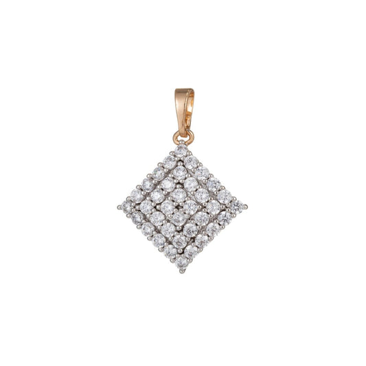 18k Gold Filled Micro Pave CZ Rhombus Pendant Charm, Dual Color Rhombus Pendant Charm, Gold Filled Rhombus Pendant, For DIY Jewelry I-543