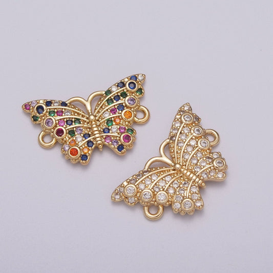 18k Gold Filled Micro Pave Monarch Butterfly Link Connector for Bracelet Necklace Component Y-376 Y-377