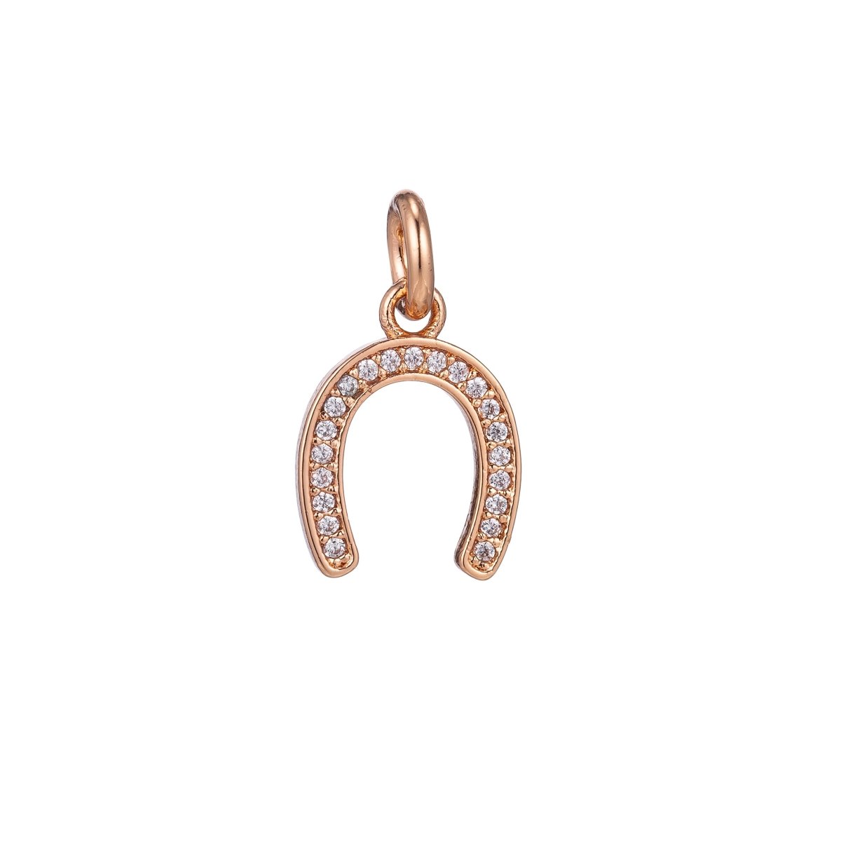 18K Gold Filled Micro Paved Lucky Horseshoe Charm in Gold, Silver, Rose Gold, Black | C-447