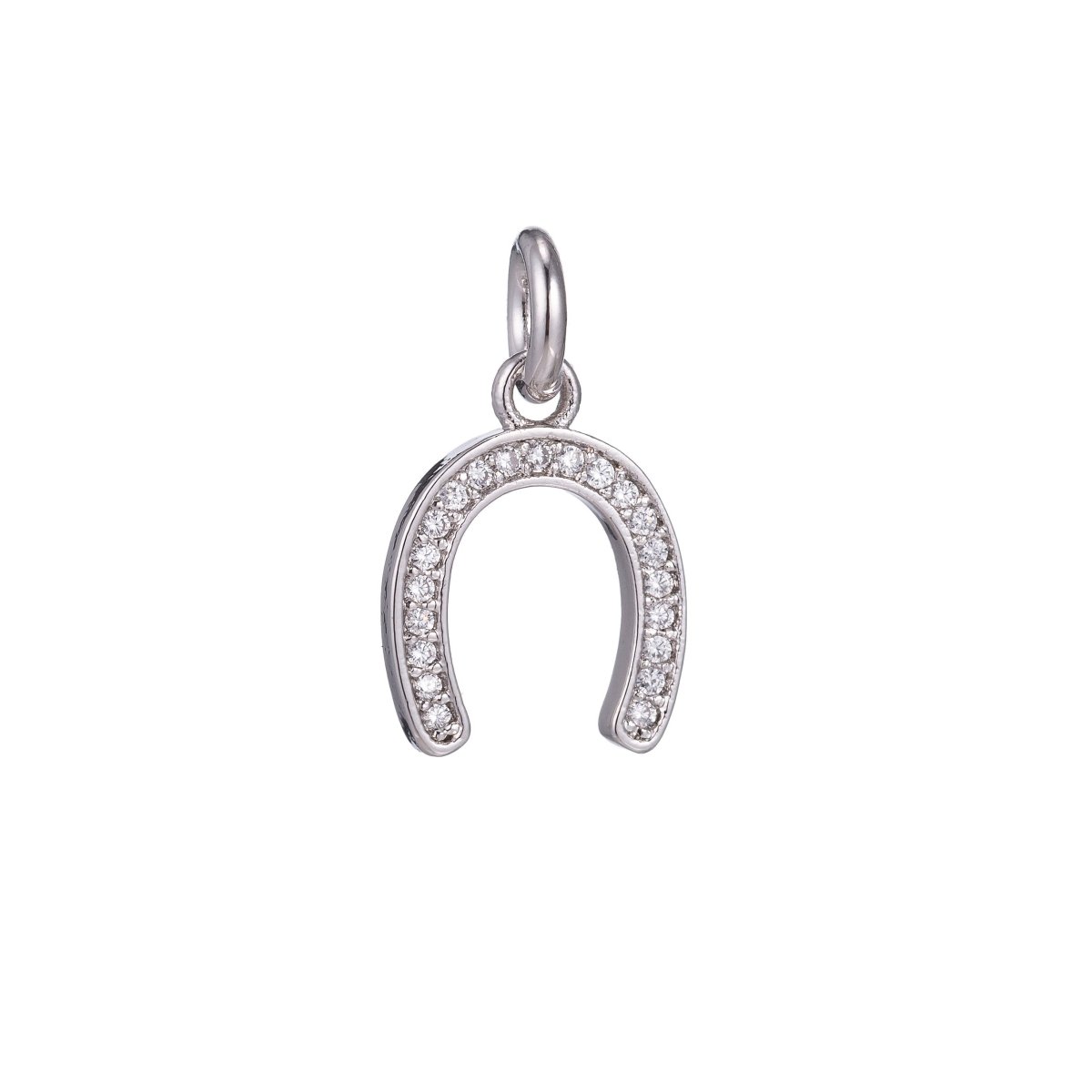 18K Gold Filled Micro Paved Lucky Horseshoe Charm in Gold, Silver, Rose Gold, Black | C-447