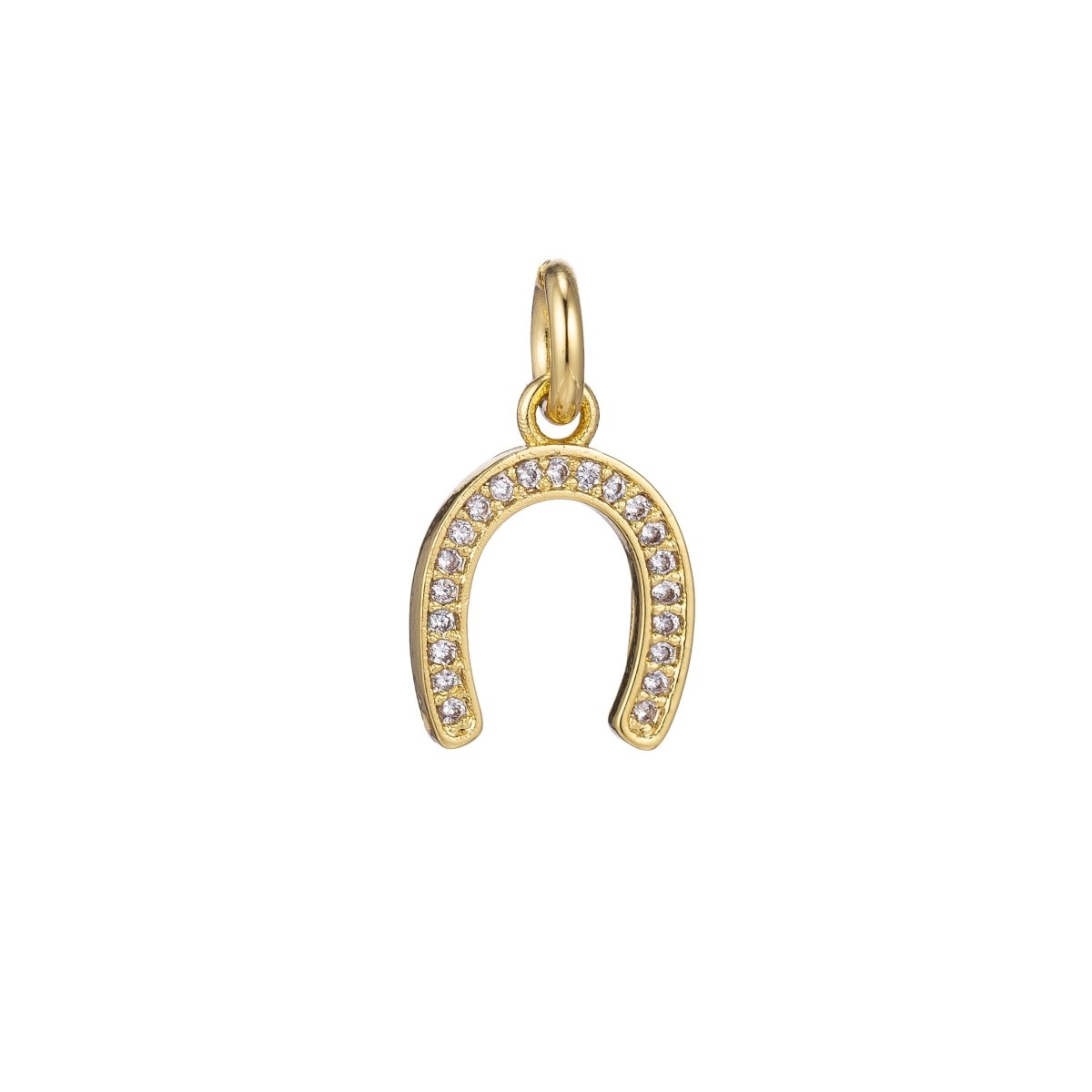 18K Gold Filled Micro Paved Lucky Horseshoe Charm in Gold, Silver, Rose Gold, Black | C-447