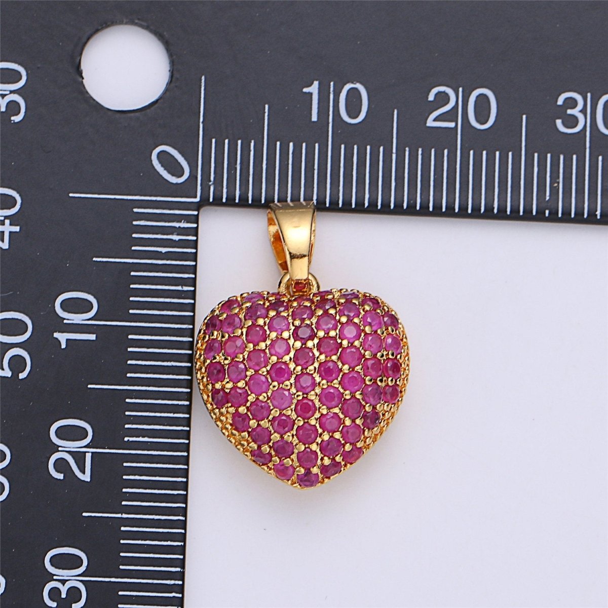 18k Gold Filled Micro Paved Puffed Heart Pendant Necklace Cubic Heart Pendant 3D Pendant J-834 I-145