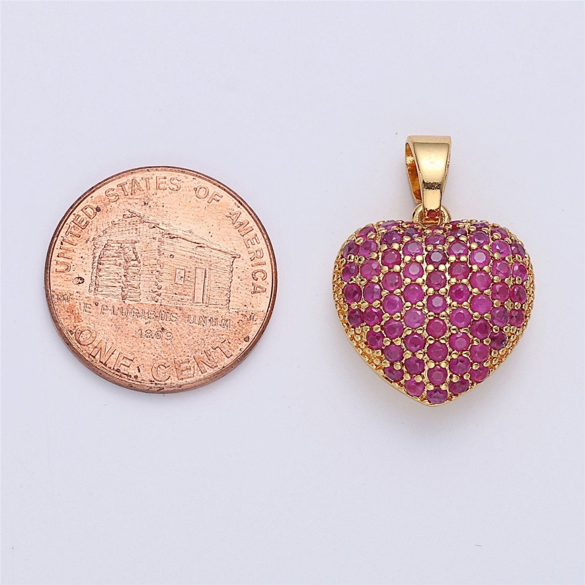 18k Gold Filled Micro Paved Puffed Heart Pendant Necklace Cubic Heart Pendant 3D Pendant J-834 I-145