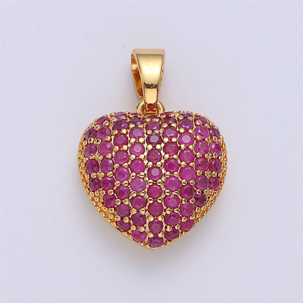 18k Gold Filled Micro Paved Puffed Heart Pendant Necklace Cubic Heart Pendant 3D Pendant J-834 I-145