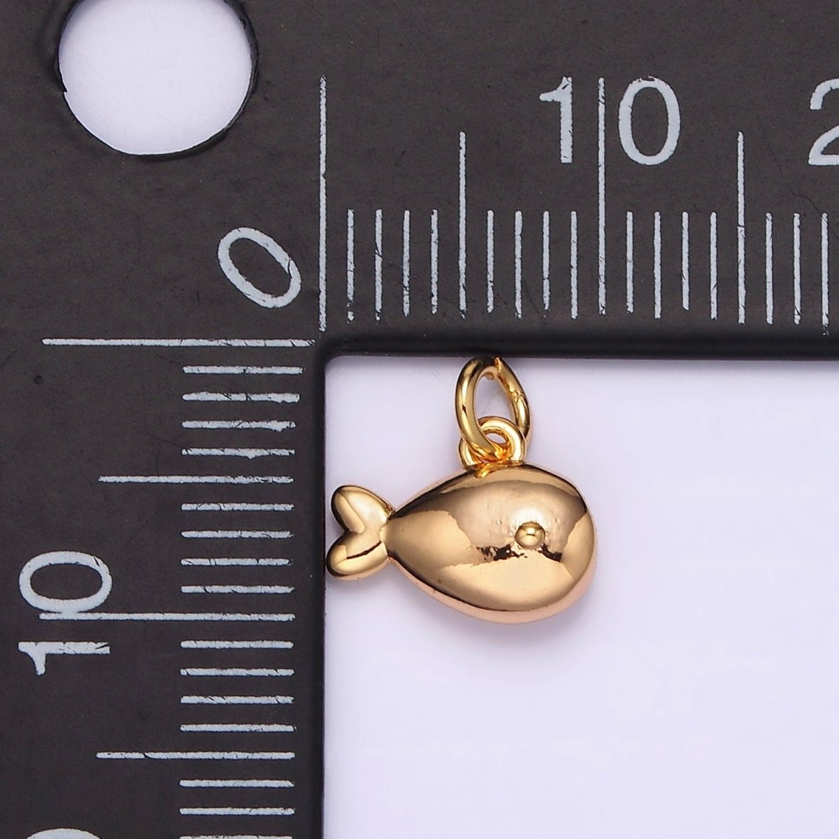 18K Gold Filled Mini Fish Animal Puffed Add-On Charm | N1684