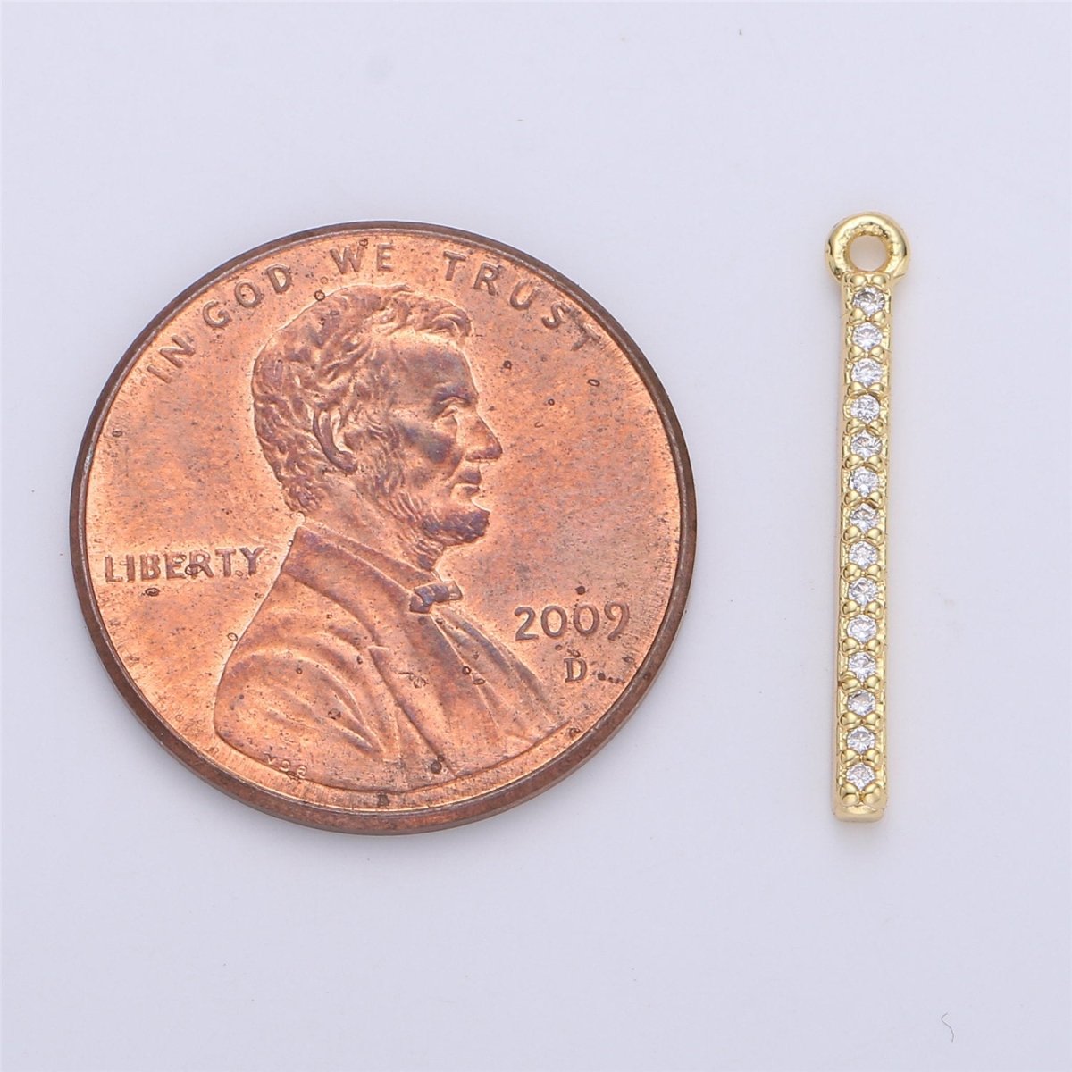 18K Gold Filled Minimalist Bar, Cubic Micro Pave Dangle Charm Necklace Earring Pendant Charm for Jewelry Making C-689