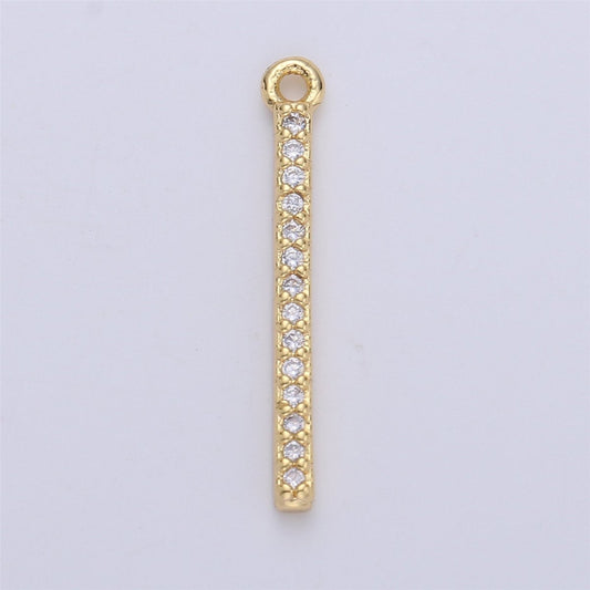 18K Gold Filled Minimalist Bar, Cubic Micro Pave Dangle Charm Necklace Earring Pendant Charm for Jewelry Making C-689