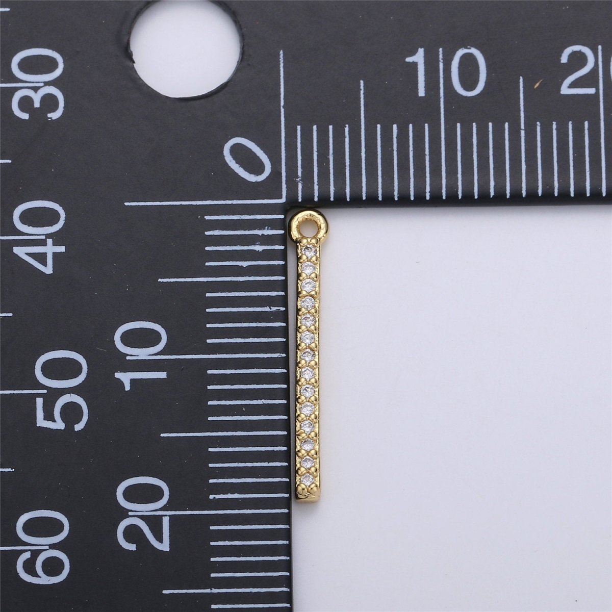 18K Gold Filled Minimalist Bar, Cubic Micro Pave Dangle Charm Necklace Earring Pendant Charm for Jewelry Making C-689