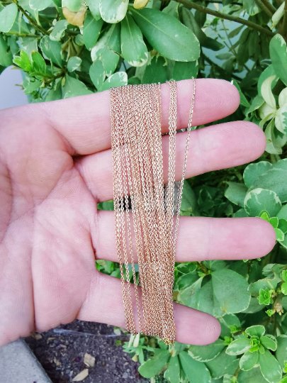 18K Gold Filled Necklace - 17.8 Inches Rolo Chain Necklace  - Dainty 1.1mm Rolo Necklace w/ Spring Rings | CN-839  Clearance Pricing