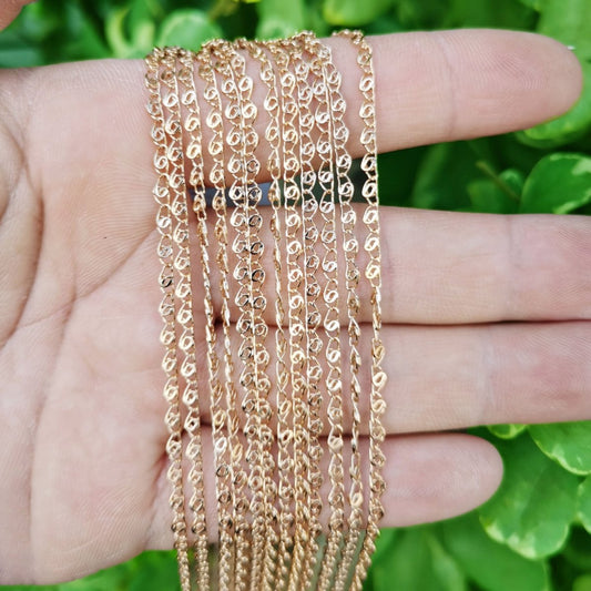 18K Gold Filled Necklace, Designed Scroll Linked Necklace, Gold Designed Layering Necklace, 2.7mm 17.9 Inches Designed Ready To Wear Necklace w/ Spring Ring | CN-822  Clearance Pricing