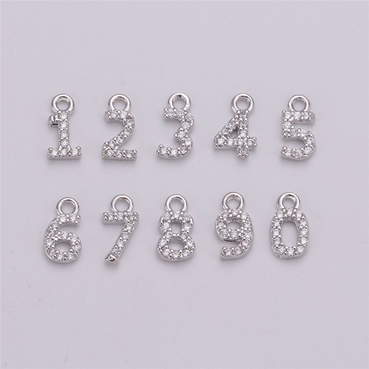 18K Gold Filled Number Charm Micro Pave numbers Gold arabic numerals charms for Bracelet Necklace Earring Charm Jewelry Making Supply M-021-M-042