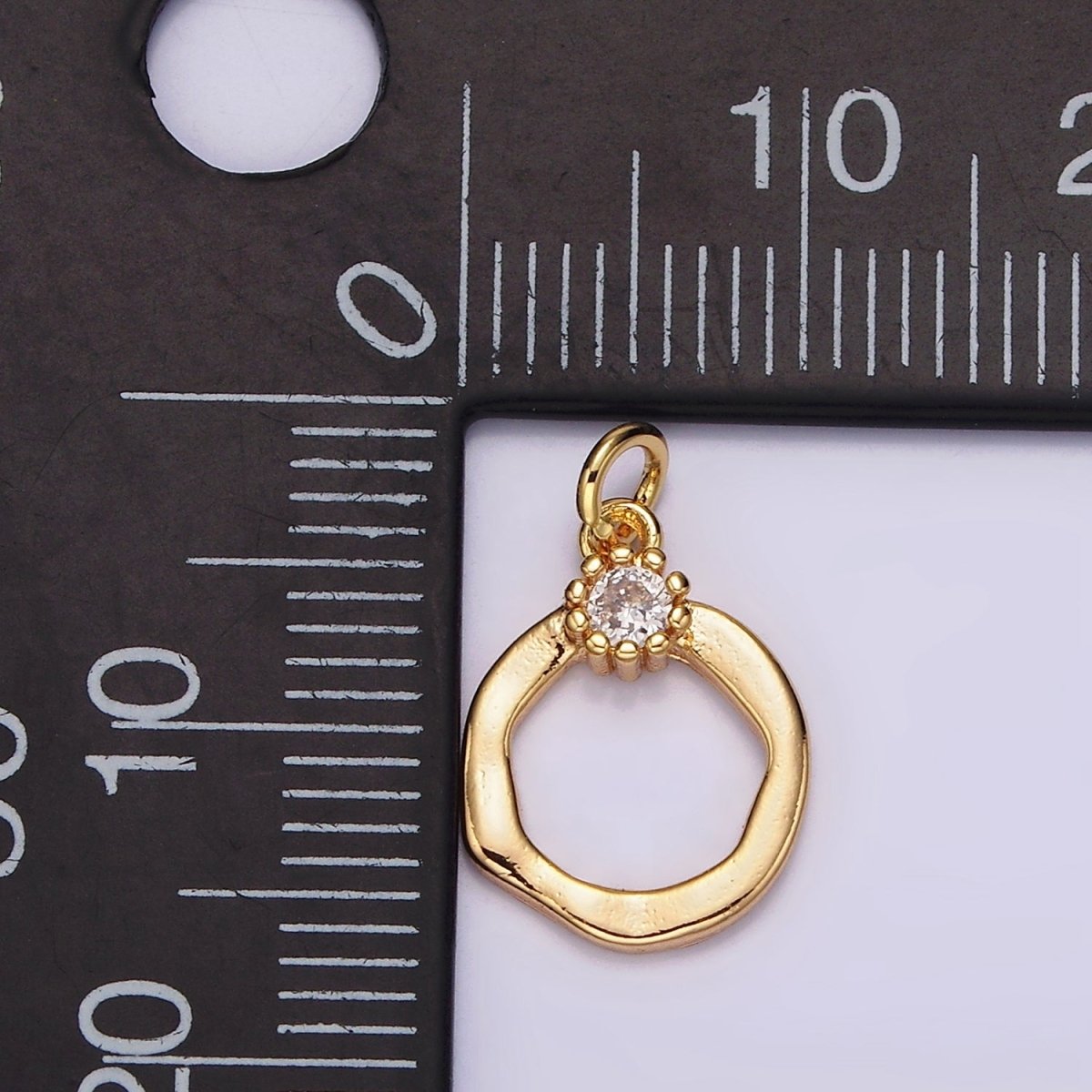 18K Gold Filled Open Circle Round Geometric Hammered Add-On Charm | N1763