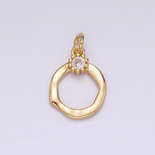 18K Gold Filled Open Circle Round Geometric Hammered Add-On Charm | N1763