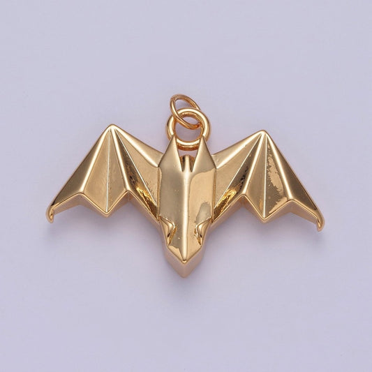 18K Gold Filled Origami Bat Halloween Nocturnal Animal Charm | X-080